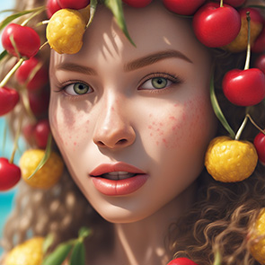 Женское лицо с украшением в виде ягод